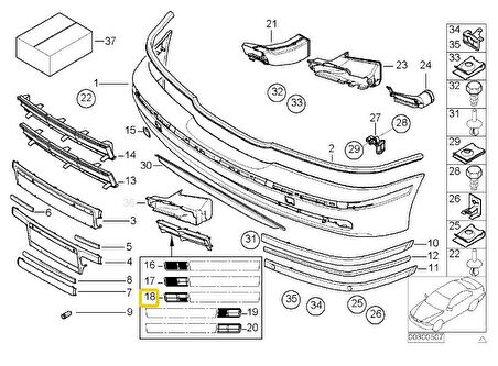 BMW E39 - 09.2000 ÖN TAMPON IZGARASI SAĞ ÜÇ DELİK 51118235642