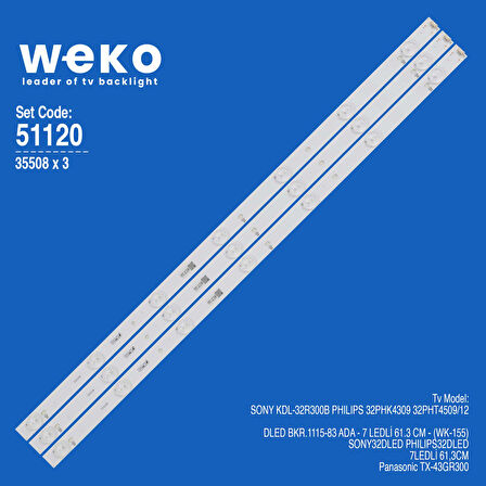 WKSET-6120 35508X3 DLED BKR.1115-83 3 ADET LED BAR