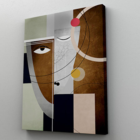 Modern Soyut Geometri El Boyaması Güzel Yüz Kanvas Duvar Tablosu-5112