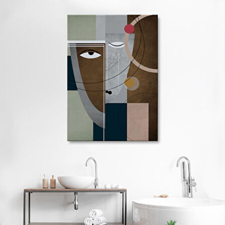 Modern Soyut Geometri El Boyaması Güzel Yüz Kanvas Duvar Tablosu-5112