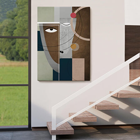 Modern Soyut Geometri El Boyaması Güzel Yüz Kanvas Duvar Tablosu-5112