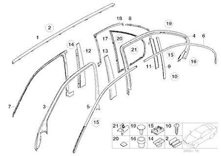 BMW MARŞBİYE KAPI TAVAN VE CAM ÇITA RONDELASI 2 ADET 51131934160