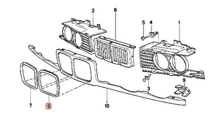 BMW E34 ESKİ MODEL SOL PANJUR KROM ÇERÇEVESİ 51131973897