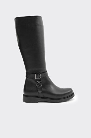 Hakiki Deri Düz Taban Kadın Çizme