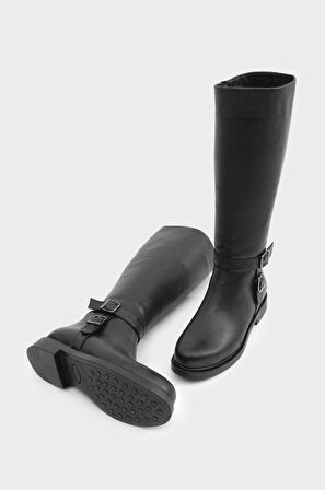 Hakiki Deri Düz Taban Kadın Çizme