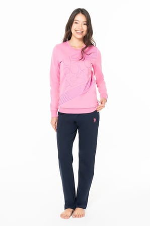 Kadın Bisiklet Yaka Uzun Kollu Pijama Takımı S26123 RAHAT KUMAŞ CEPLİ