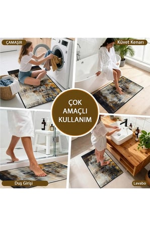 Banyo Paspası, Yumuşak Banyo Halısı, Kaymaz Dot Tabanlı, Yıkanabilir - 60x100