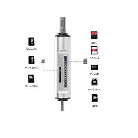 Type C Usb Kart Okuyucu Micro Sd Card Reader Çevirici Dönüştürücü Adaptör