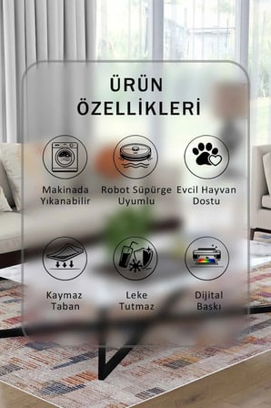 Yıkanabilir Kaymaz Taban Dijital Baskılı Halı ve Yolluk – Leke Tutmaz Salon & Mutfak Halısı
