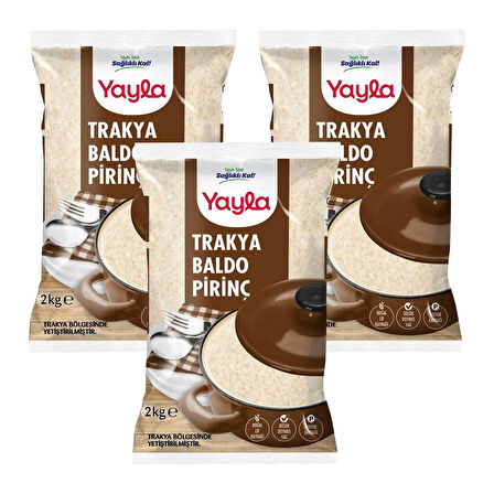 Yayla Trakya Baldo Pirinç 2 kg x 3 Adet