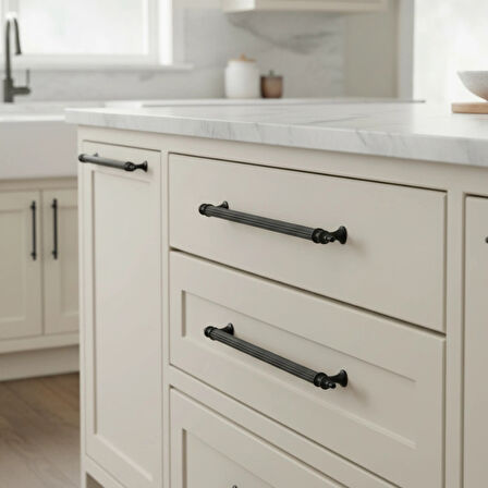 Klipso Mat Siyah 224 MM Metal Lüks Çekmece Dolap Mobilya Kulpları (10 ADET)