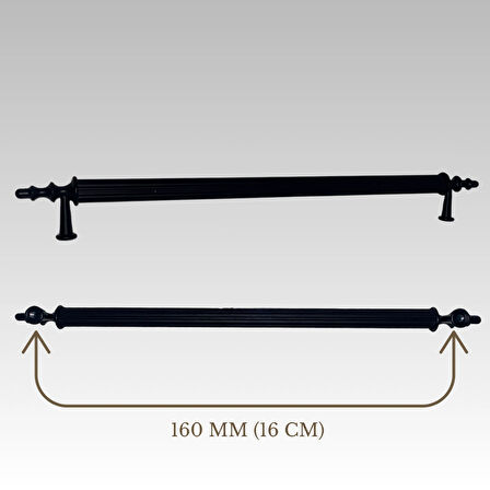 Klipso Mat Siyah 160 MM Metal Lüks Çekmece Dolap Mobilya Kulpları