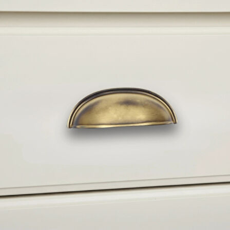 Tas Midye Çanak 64mm Antik Sarı Dolap Çekmece Vestiyer Mobilya Kulpu Metal Kulp