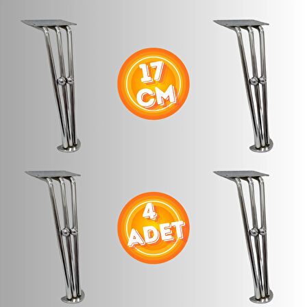 17 CM METAL BONCUKLU KOLTUK AYAĞI MOBİLYA AYAĞI ÜNİTE AYAĞI KONSOL AYAĞI PUF BERJER AYAĞI (4ADET)