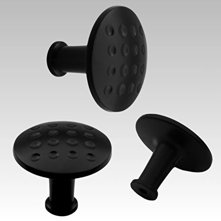 Noktalı Düğme Çekmece Dolap Kapak Kulpu Kulbu Mat Siyah Metal Daire Kulp ( 10 ADET )