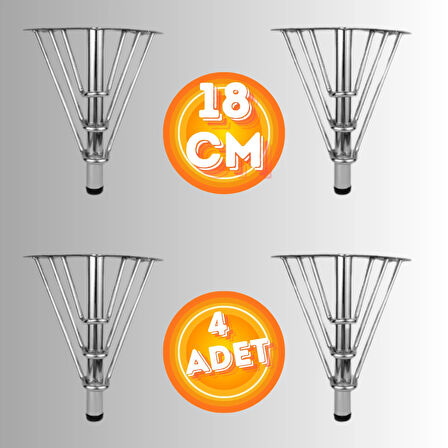 18 CM METAL 3 TELLİ KOLTUK AYAĞI MOBİLYA AYAĞI ÜNİTE AYAĞI KONSOL AYAĞI PUF BERJER AYAĞI (4 ADET)