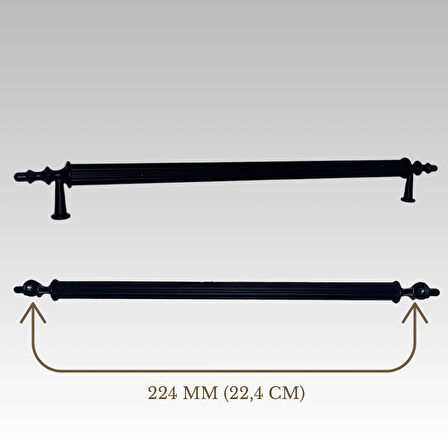 Klipso Mat Siyah 224 MM Metal Lüks Çekmece Dolap Mobilya Kulpları