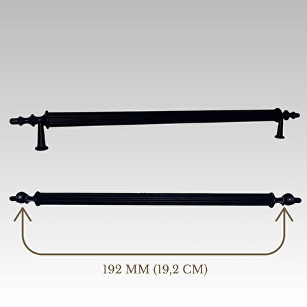 Klipso Mat Siyah 192 MM Metal Lüks Çekmece Dolap Mobilya Kulpları (10 ADET)