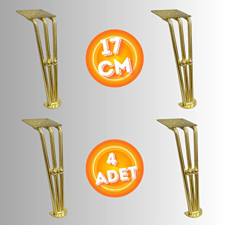 17 CM METAL BONCUKLU KOLTUK AYAĞI MOBİLYA AYAĞI ÜNİTE AYAĞI KONSOL AYAĞI PUF BERJER AYAĞI (4ADET)