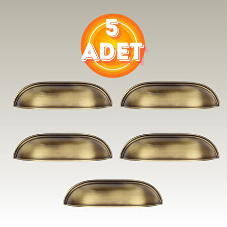 Tas Midye Çanak 96mm Antik Sarı Dolap Çekmece Vestiyer Mobilya Kulpu Metal Kulp ( 5 ADET )