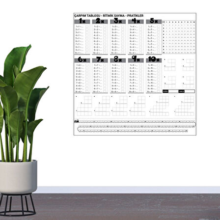 Evyora® Çarpım Tablosu Ezberleme Manyetik Duvar Stickerı 105 x 100 cm