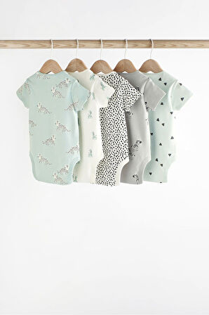 Next Baby % 100 Pamuklu Monochrome Kısa Kollu 5'li Body Zıbın Set