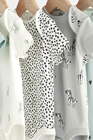 Next Baby % 100 Pamuklu Monochrome Kısa Kollu 5'li Body Zıbın Set