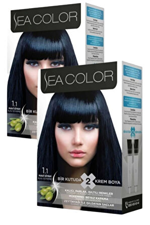 Sea Color 1/1 Saç Boyası Mavi Siyah 100 ml x 2 Kutu
