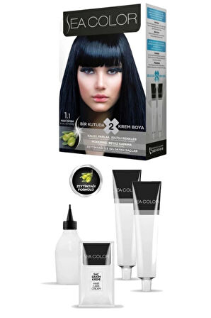 Sea Color 1/1 Saç Boyası Mavi Siyah 100 ml x 2 Kutu