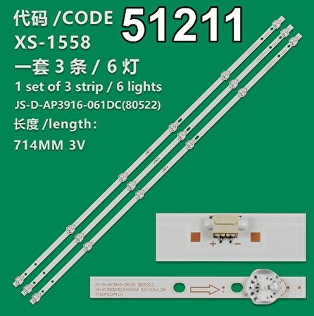 WKSET-6211 36915X3 JS-D-AP3916-061DC (80522.)  3 ADET LED BAR