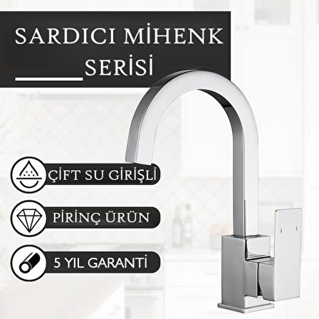 SRDC Mihenk Premium Mutfak Bataryası - Pirinç Gövde & Paslanmaz Boru - Çift Su Girişi