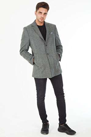 SPOSO 5122 Slim Fit Ceket Yaka Balıksırtı Kısa Palto