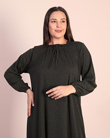 Kadın Tesettur Buyuk Beden Kare Yaka Uzun Elbise