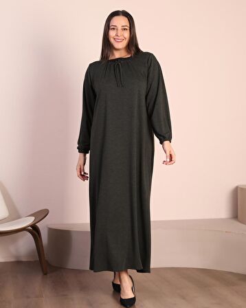 Kadın Tesettur Buyuk Beden Kare Yaka Uzun Elbise
