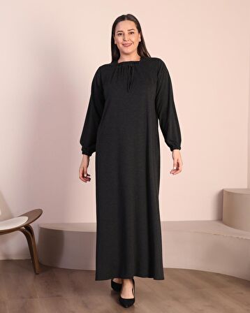 Kadın Tesettur Buyuk Beden Kare Yaka Uzun Elbise