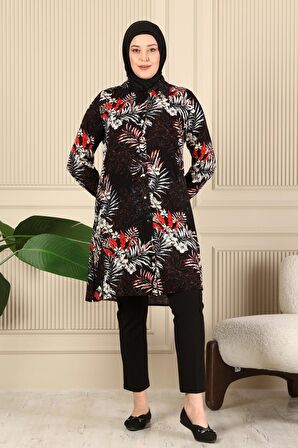 Kadın Tesettur Büyük Beden Uzun Gömlek Tunik 