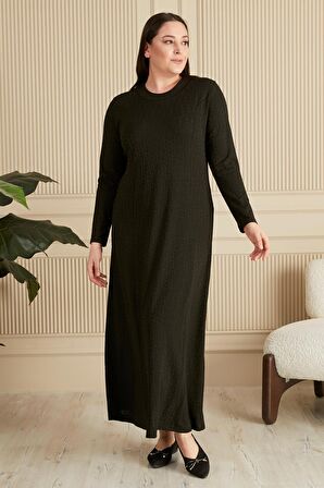 Kadın Büyük Beden Nergis Jakar Tesettür Anne Elbise 