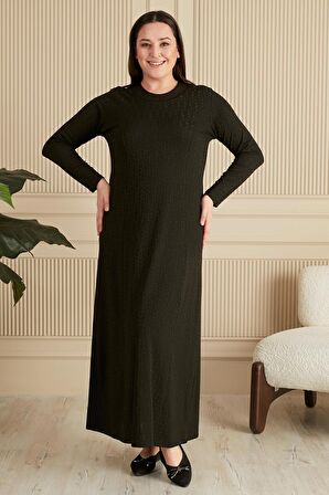 Kadın Büyük Beden Nergis Jakar Tesettür Anne Elbise 