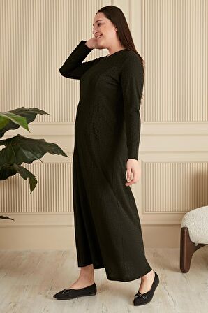 Kadın Büyük Beden Nergis Jakar Tesettür Anne Elbise 