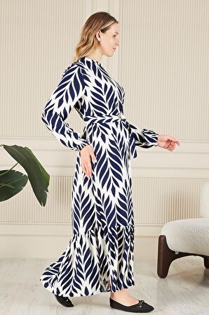 Kadin Hakim Yaka Buyuk Beden Elbise Tesettur Viskon Kumas Pileli Ve Piliseli Elbise 