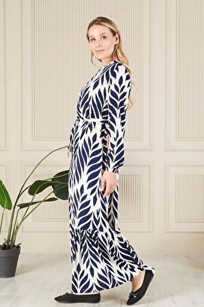 Kadin Hakim Yaka Buyuk Beden Elbise Tesettur Viskon Kumas Pileli Ve Piliseli Elbise 