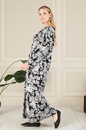 Kadın Buyuk Beden Yakası Taşlı Menekşe Elbise 