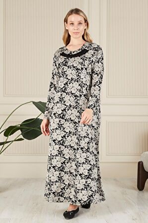 Kadın Buyuk Beden Yakası Taşlı Menekşe Elbise 