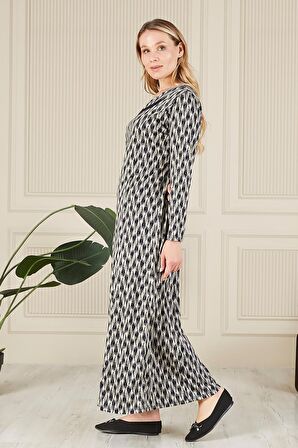 Kadın Buyuk Beden Yakası Taşlı Menekşe Elbise 