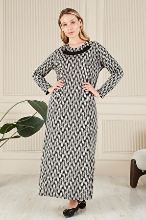 Kadın Buyuk Beden Yakası Taşlı Menekşe Elbise 