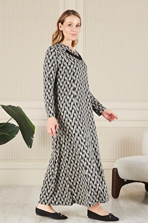 Kadın Buyuk Beden Yakası Taşlı Menekşe Elbise 