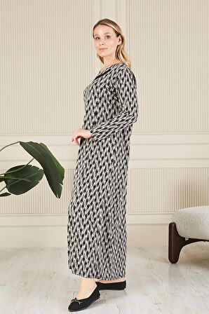 Kadın Buyuk Beden Yakası Taşlı Menekşe Elbise 