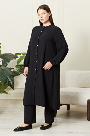 Kadın Büyük Beden Keten Ayrobin 2'li Takım