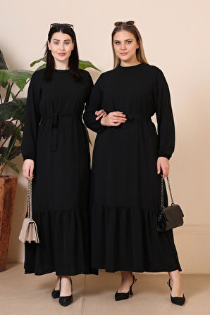 Yazlik Kadin Buyuk Beden Elbise Pileli Kadin Tesettur Elbise Ayrobin Kumas