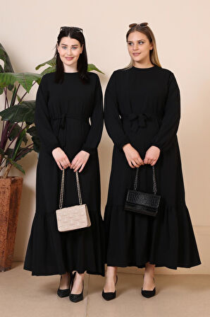 Yazlik Kadin Buyuk Beden Elbise Pileli Kadin Tesettur Elbise Ayrobin Kumas